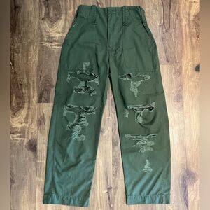LF Furst of a Kind Green Distressed Cargo Pants, Size S